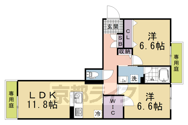 京都市右京区梅津林口町のアパートの間取り