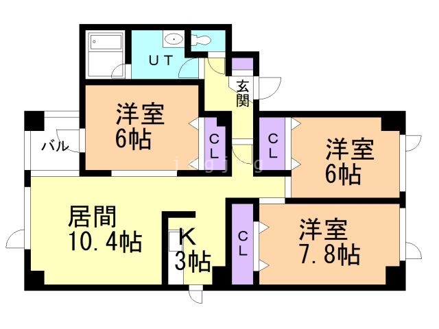 札幌市西区八軒六条西のマンションの間取り