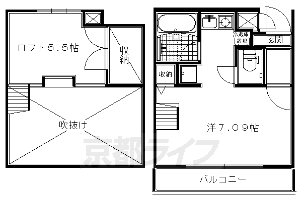 京都市左京区静市市原町のマンションの間取り