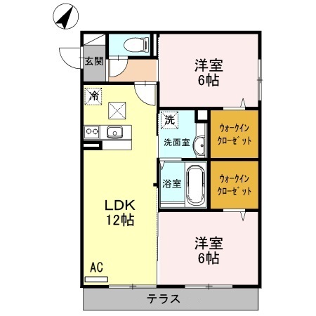 奈良市佐保台西町のアパートの間取り