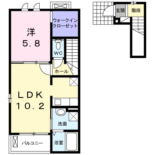 四国中央市妻鳥町のアパートの間取り