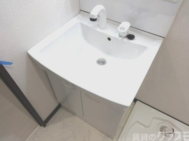 洗面設備　帰ったらうがい・手洗いで風邪予防です。