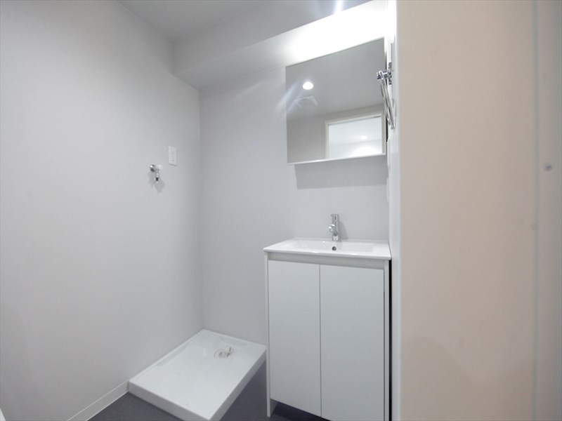 洗面設備　脱衣所　独立洗面台（シャンプードレッサー付）収納スペース有