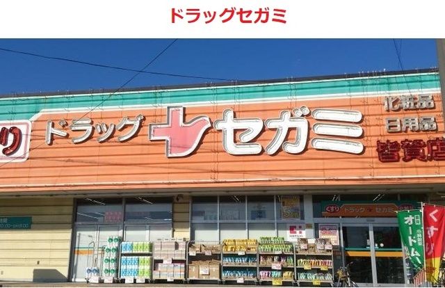 ドラックストア　ドラッグセガミ　皆賀店（ドラッグストア）まで600m