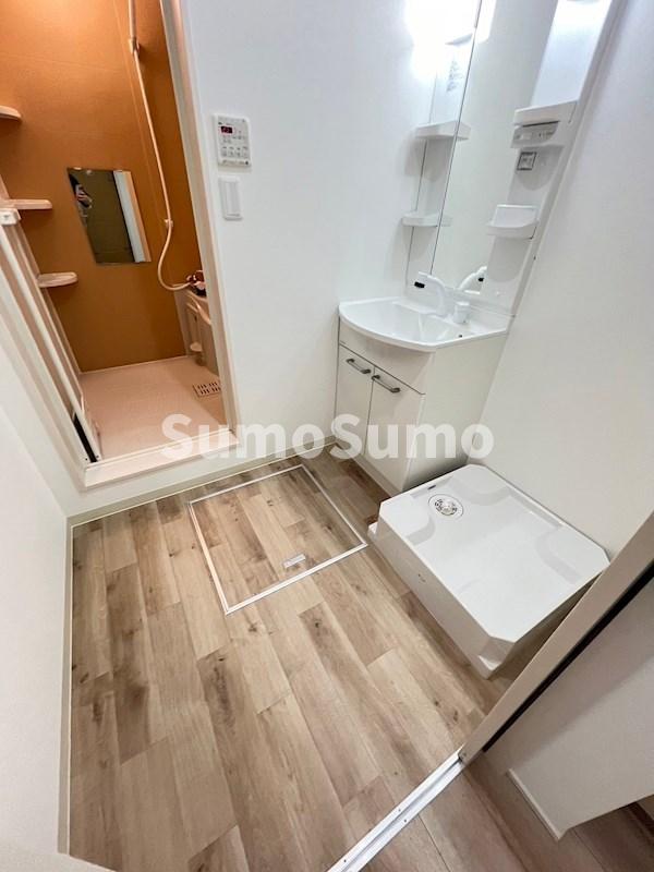 洗面設備　スペースが確保できる洗面所です