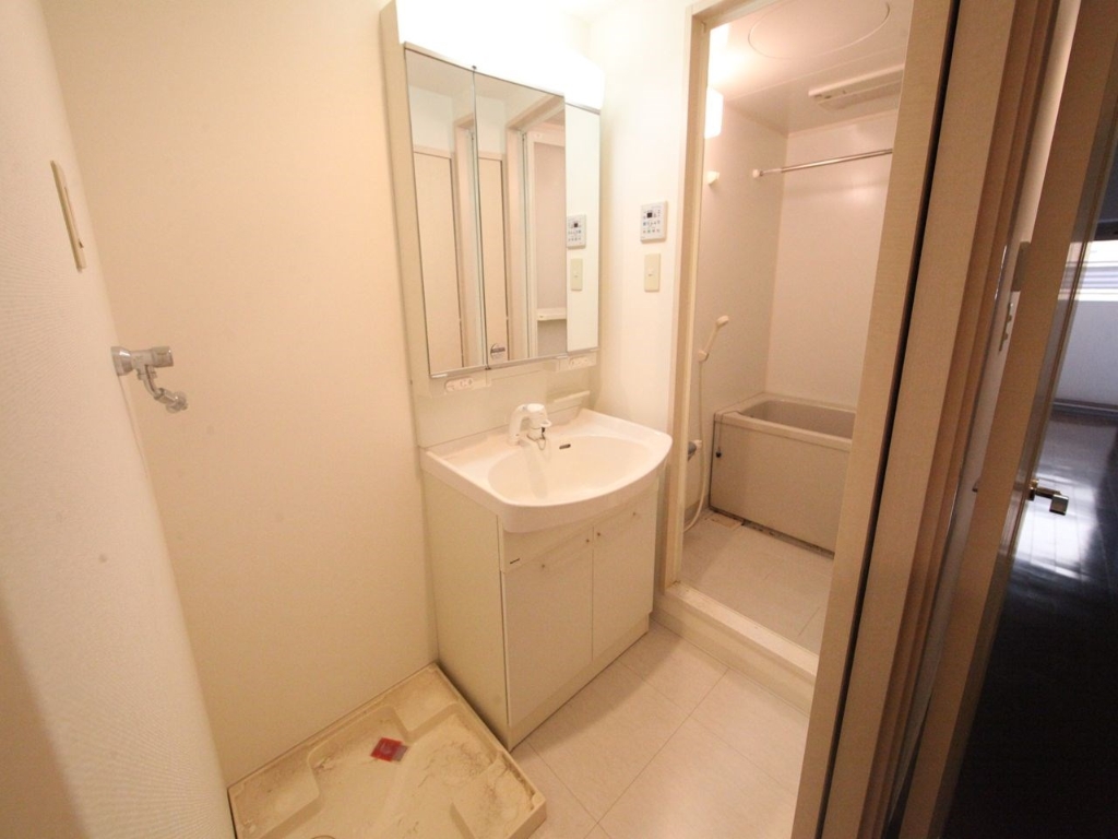 洗面設備　脱衣所　独立洗面台（シャンプードレッサー付）収納スペース有