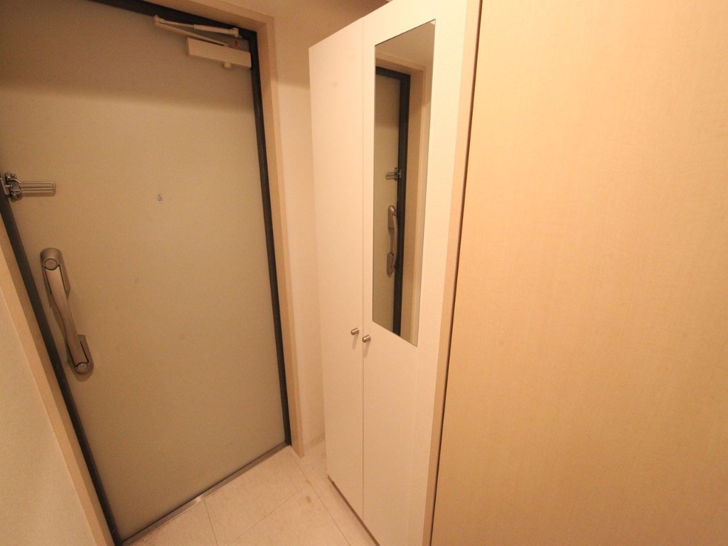 玄関　玄関　シューズボックス　姿見鏡付き（収納充実してます）