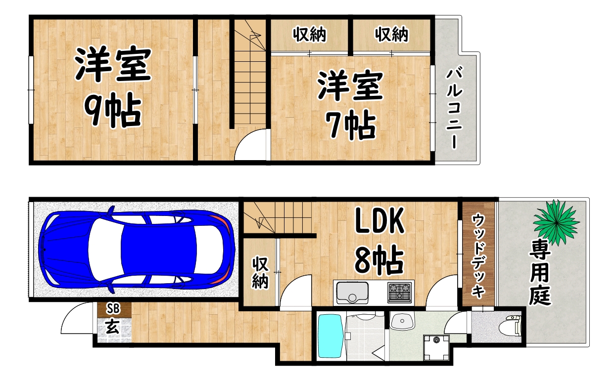 ＪＲ関西本線 東部市場前駅 徒歩10分 2階建 築62年の間取り写真