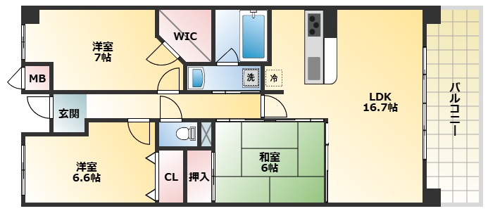 地下鉄谷町線 喜連瓜破駅 徒歩5分 8階建 築21年の間取り写真