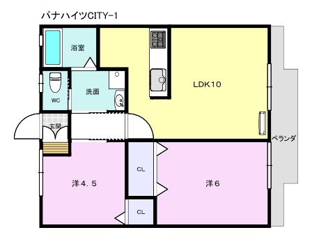 甲府市上石田のアパートの間取り