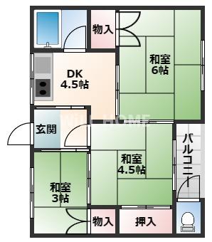 和歌山市市小路のアパートの間取り