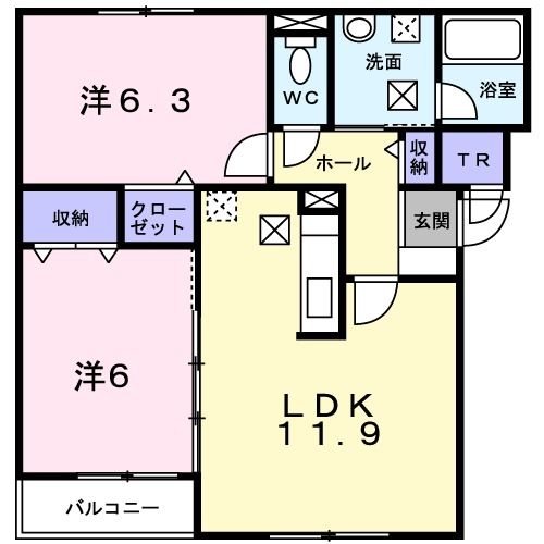 北海道札幌市北区東茨戸一条３（アパート）の賃貸物件の間取り
