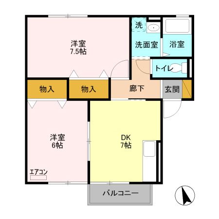 伊勢崎市八寸町のアパートの間取り