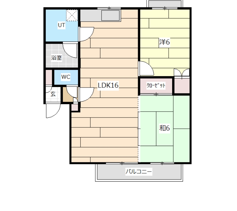 岩見沢市五条東のアパートの間取り
