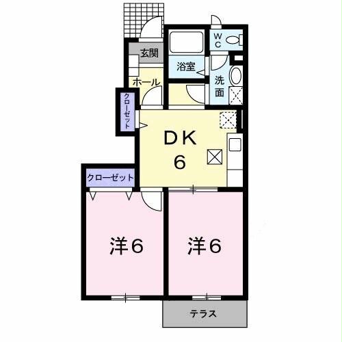 岩国市周東町上久原のアパートの間取り