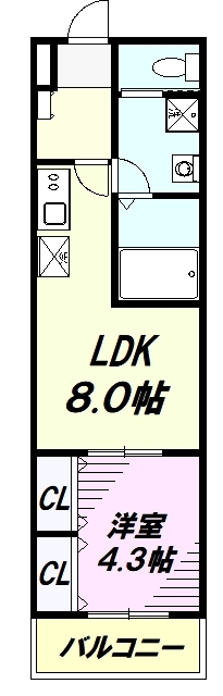 八王子市椚田町のアパートの間取り