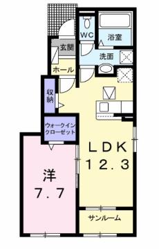 ユウア　プルメリアＡの間取り