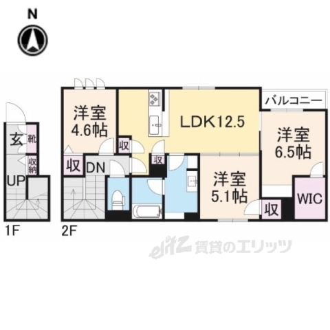 東大阪市末広町のアパートの間取り