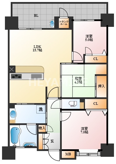 長崎市平野町のマンションの間取り