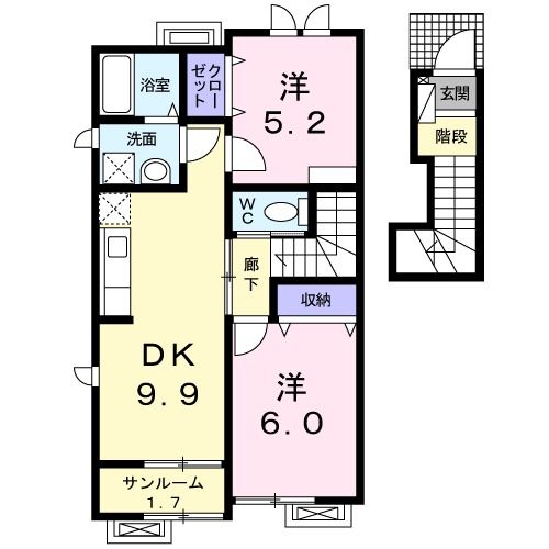 坂井市春江町江留上新町のアパートの間取り