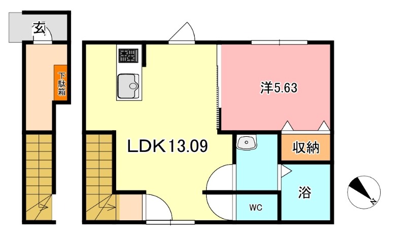 浅口市鴨方町六条院中のアパートの間取り