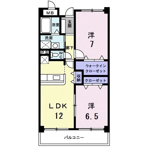 津山市高野山西のマンションの間取り