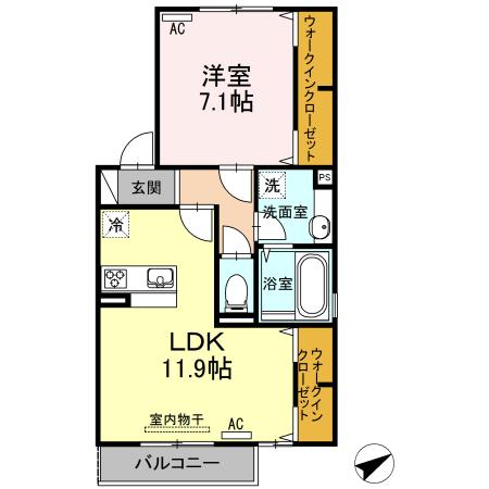 大村市乾馬場町のアパートの間取り