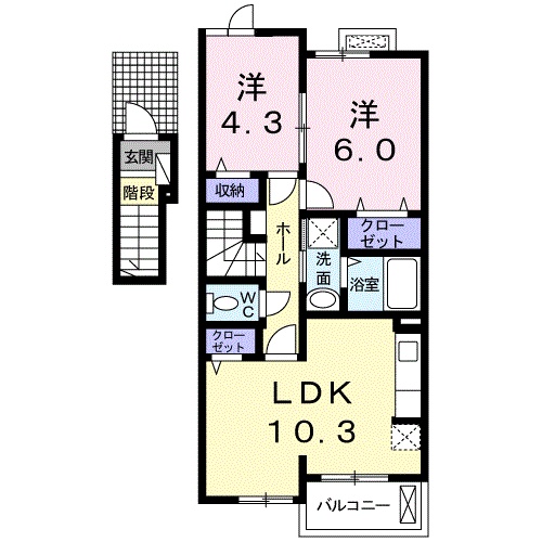 出雲市知井宮町のアパートの間取り