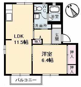 西伯郡日吉津村大字日吉津のアパートの間取り