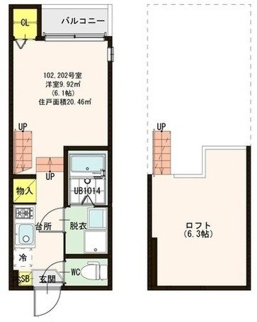 福岡市東区和白のアパートの間取り