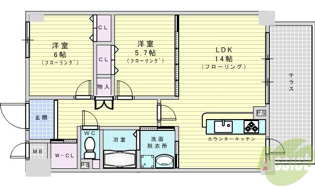 吹田市高浜町のマンションの間取り