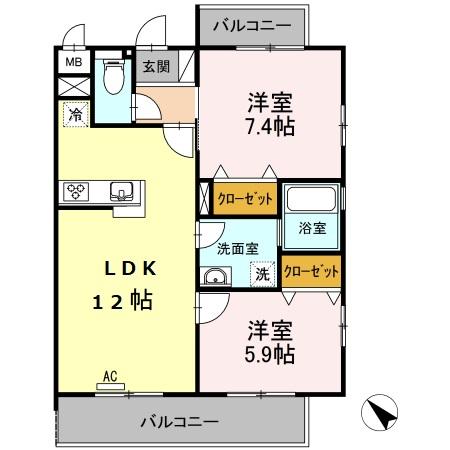 メゾン・デュ・パーク新都心の間取り