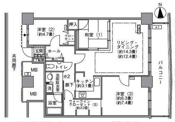 港区海岸のマンションの間取り