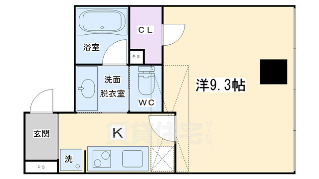 京都市左京区岡崎西天王町のマンションの間取り