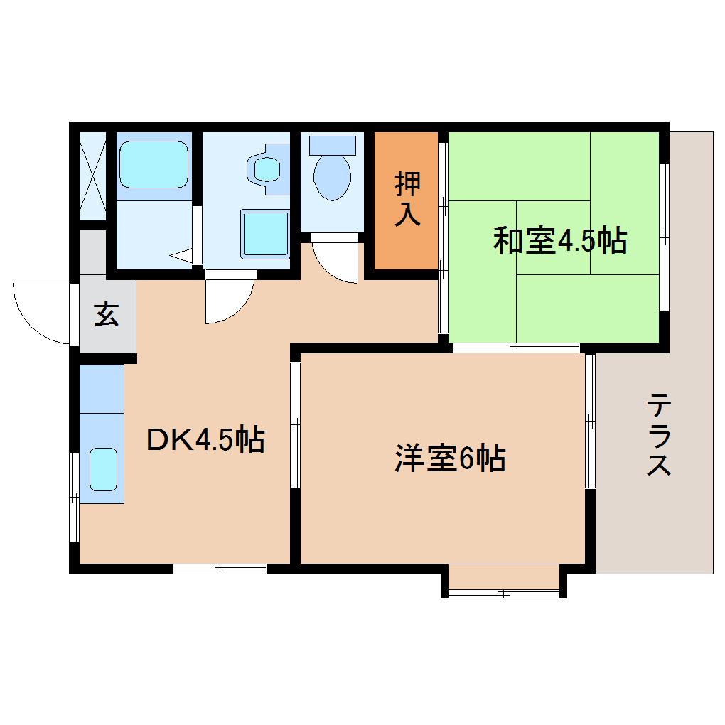 静岡市駿河区高松のアパートの間取り