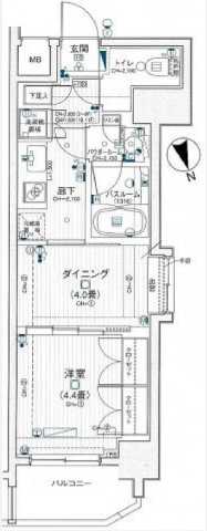 新宿区若松町のマンションの間取り