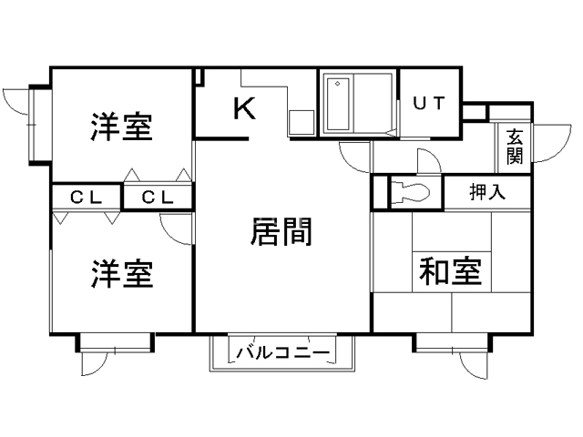 石狩市花川北六条のアパートの間取り