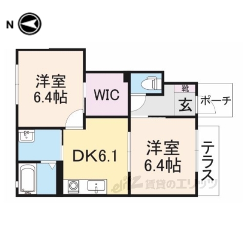 舞鶴市字引土のアパートの間取り