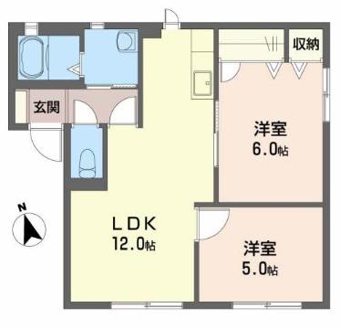 宇和島市宮下のアパートの間取り