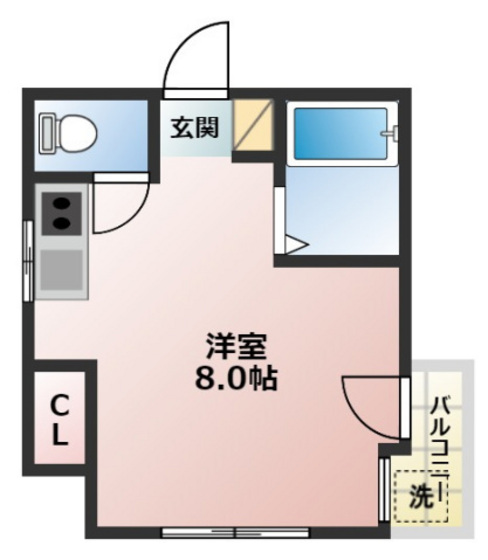 岡山市中区門田屋敷のアパートの間取り