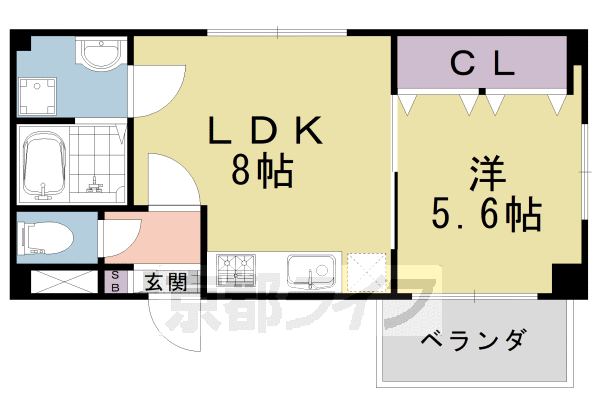 京都市山科区音羽西林のマンションの間取り