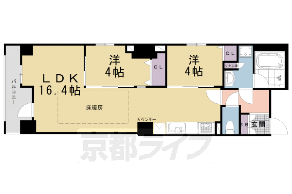 【京都市南区西九条春日町のマンションの間取り】