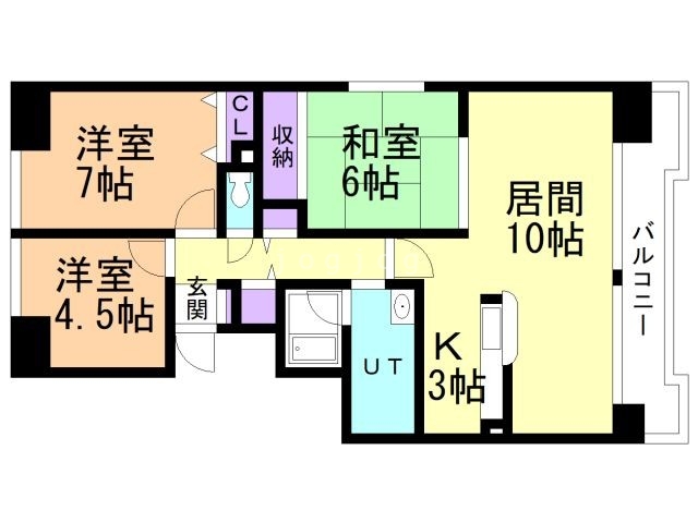 【札幌市西区八軒七条西のマンションの間取り】