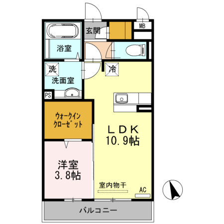 福山市木之庄町のアパートの間取り