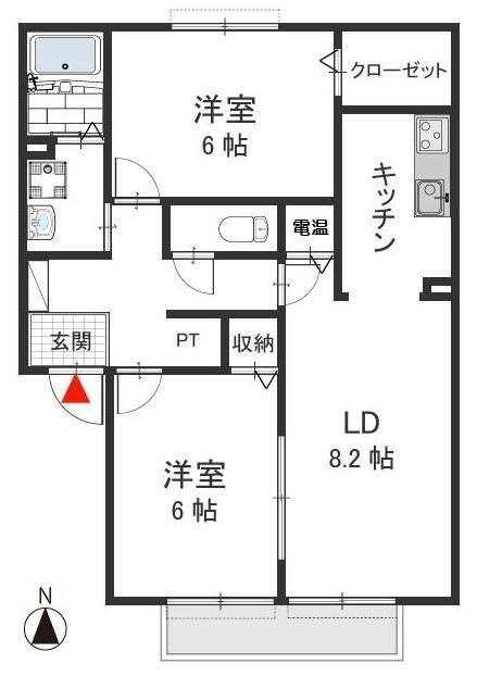 八尾市上之島町南のアパートの間取り