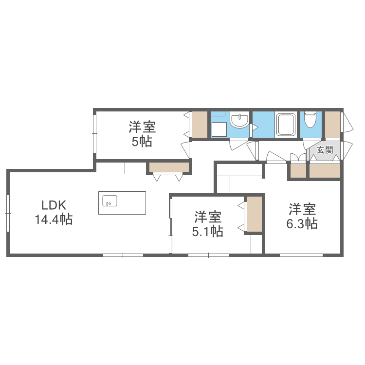 札幌市中央区南十七条西のマンションの間取り