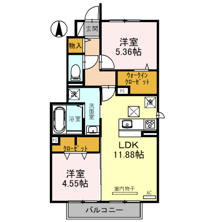 セジュールロハス　A棟の間取り