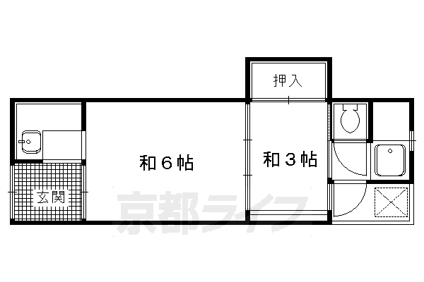 京都市左京区下鴨泉川町のアパートの間取り