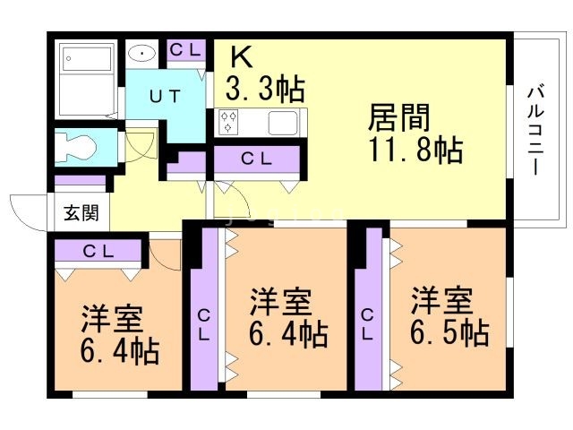 札幌市中央区南十五条西のマンションの間取り