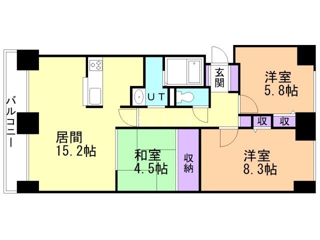 札幌市厚別区大谷地東のマンションの間取り